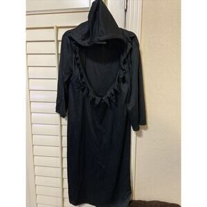 Black Hooded Robe, Child M (8-10) Cosplay Dress Up Scary Halloween Costume